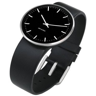 Rosendahl Arne Jacobsen Black City Hall Dial Black Calf Skin Band (1.6" Dia.)