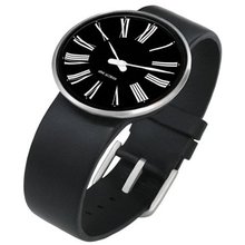 Rosendahl Arne Jacobsen Black Roman Dial Black Calf Skin Band (1.6" Dia.)