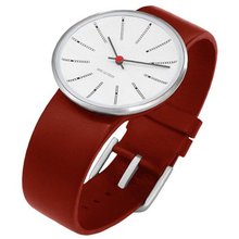 Rosendahl Arne Jacobsen White Banker Dial Red Calf Skin Band (1.3" Dia.)