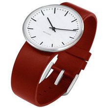 Rosendahl Arne Jacobsen White City Hall Dial Red Calf Skin Band (1.6" Dia.)
