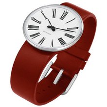 Rosendahl Arne Jacobsen White Roman Dial Red Calf Skin Band (1.3" Dia.)