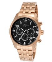 Aquaspeed Chronograph Black Dial Rose Gold Tone Ion Plated Stainless Steel