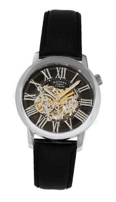 Automatic Skeletonize Dial Black Genuine Leather