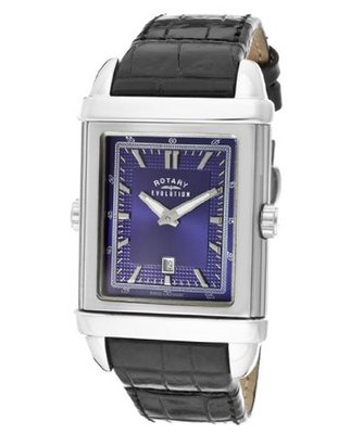 Evolution TZ2 Blue/Silver Textured Reversible Dial Black Genuine Leather