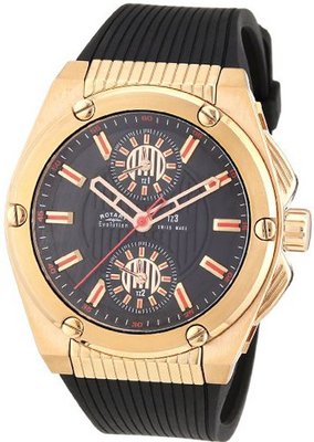 Evolution TZ3 Black Dial Rose Gold Tone IP Case Black Textured Rubber