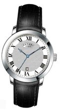 Rotary Analogue GS42825/01 with Silver Roman Dial and Black Leather Strap
