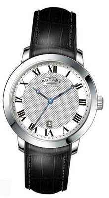Rotary Analogue GS42825/01 with Silver Roman Dial and Black Leather Strap