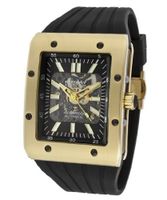 Rotary Automatic Partially See Through Dial Gold Tone/Black Ip Case Black Rubber