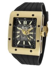 Rotary Automatic Partially See Through Dial Gold Tone/Black Ip Case Black Rubber
