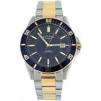 Rotary Gents Date Blue Textured Dial Two Tone Stainless Steel GB02801-05