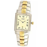 Rotary Gents Date Square Champagne Dial Metal Bracelet Strap GB72830-08