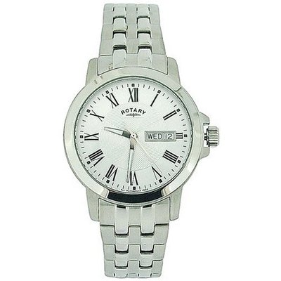 Rotary Gents Day-Date Silver Textured Dial S. Steel Strap GB02820-21