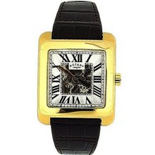 Rotary Gents Stainless Steel Automatic Brown Leather Strap GLE00009/21
