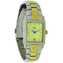 Rotary Ladies Date Square Champagne Dial Metal Bracelet Strap LB72830-40