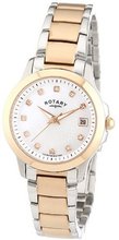 Rotary LB02837-41 Ladies Stone Set Mop Dial Two Tone Ss Bracelet