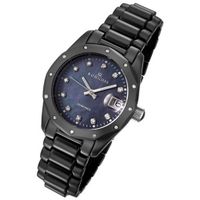 Rougois Black Ceramic with 23 Genuine Diamonds and Mother of Pearl Dial