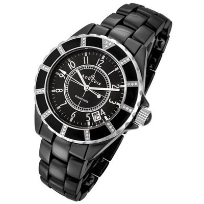 Rougois High Tech Black Ceramic with 36 Genuine Diamonds