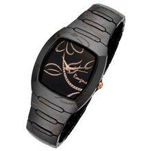 Rougois Ladies Bloom Series Black Ceramic Rose Gold Accents Rc2377brg