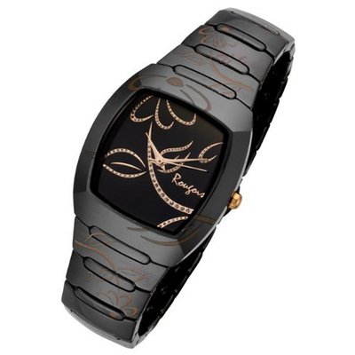 Rougois Ladies Bloom Series Black Ceramic Rose Gold Accents Rc2377brg
