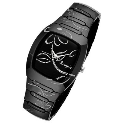 Rougois Ladies Bloom Series Black Ceramic Silver Trim Rc2377bs