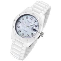 Rougois White Ceramic with 23 Genuine Diamonds and Mother of Pearl Dial