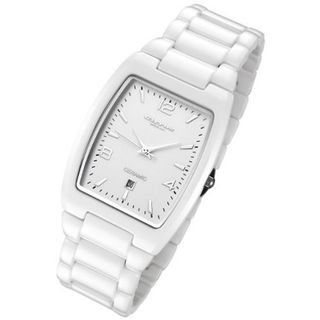 uRougois Cirros Luxury Unisex White Ceramic with Date Model 2296GW-MD 