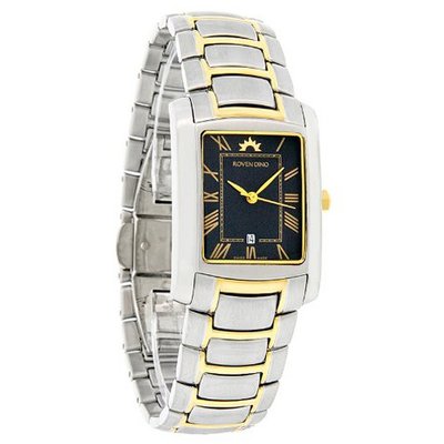 Roven Dino Lexington Rectang. Black Dial 2Tone Swiss Quartz 6012MTT12
