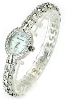 Royal Crown 2100 Jewelry Diamond Waterproof Oval Dial Stainless-steel Wrist