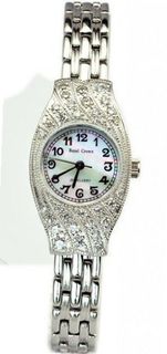 Royal Crown 2502SG Jewelry Diamond Oval Dial Silver Stainless Steel Wrist