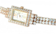 Royal Crown 3584RG Diamond Rectangle Dial Rose-golden Stainless Steel Wrist