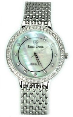 Royal Crown 3650 Jewelry Diamond White Round Dial Stainless Steel