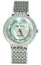 Royal Crown 3650 Jewelry Diamond White Round Dial Stainless Steel