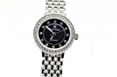 Royal Crown 3650 Jewelry Waterproof Blue Round Dial Stainless Steel Band