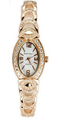 Royal Crown 3651RG Jewelry Diamond Oval Dial Rose-golden Stainless Steel Wrist