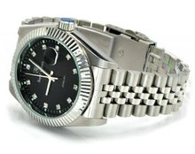 Royal Crown 3662 Jewelry Diamond Black Round Dial Stainless Steel Wrist