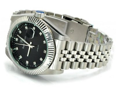 Royal Crown 3662 Jewelry Diamond Black Round Dial Stainless Steel Wrist