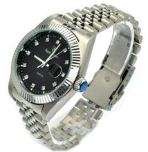 Royal Crown 3662 Jewelry Diamond Black Round Dial Stainless Steel Wrist