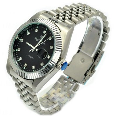 Royal Crown 3662 Jewelry Diamond Black Round Dial Stainless Steel Wrist