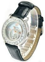 Royal Crown 3773 Jewelry Waterproof Round Dial Black Leather Strap