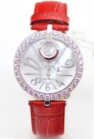 Royal Crown 3850 Jewelry Waterproof Red Round Dial Leather Band