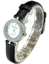Royal Crown 5266 Jewelry Diamond Round Dial Black Leather Strap Wrist