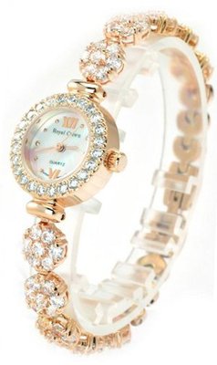 Royal Crown 5266B21 Jewelry Rose-golden Round Dial Flowers Diamond Stainless-steel