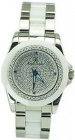 Royal Crown 6412 Jewelry Waterproof Round Dial White Ceramic Stainless-steel Strap