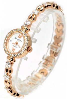 Royal Crown 6501RG Jewelry Diamond Round Dial Rose-golden Stainless Steel Wrist