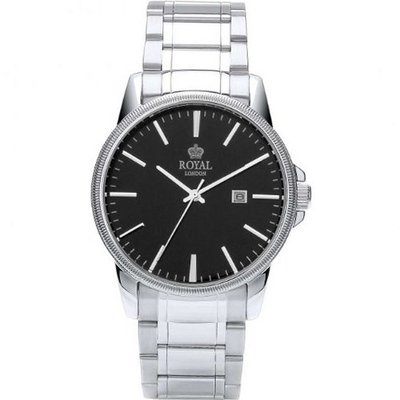 Royal London Gents Calendar Black Dial Stainless Steel Strap 41198-04