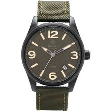 Royal London Gents Calendar Dial Khaki Green Webbing Leather Strap 41202-01