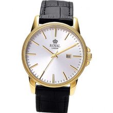 Royal London Gents Calendar Gold Plated Black Leather Strap 41198-03