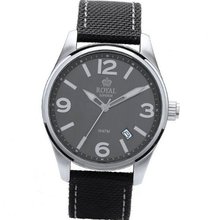 Royal London Gents Calendar Grey Dial Black Webbing Leather Strap 41202-04