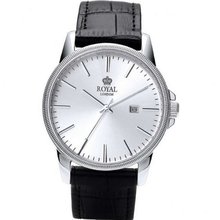 Royal London Gents Calendar Silver Dial Black Leather Strap 41198-02