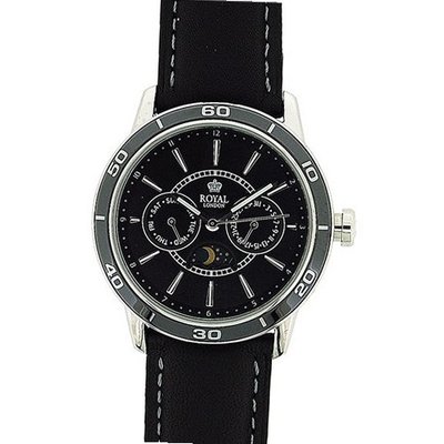 Royal London Gents Date 24 Hour Sun & Moon Phase Leather Strap 41124-03